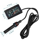 Digital thermometer and hygrometer with wire / probe, black color
